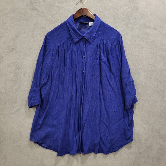 Fashion Bug Women’s Short Sleeve Button Down Shirt Size 22/24W Purple‎ Office - Picture 1 of 10